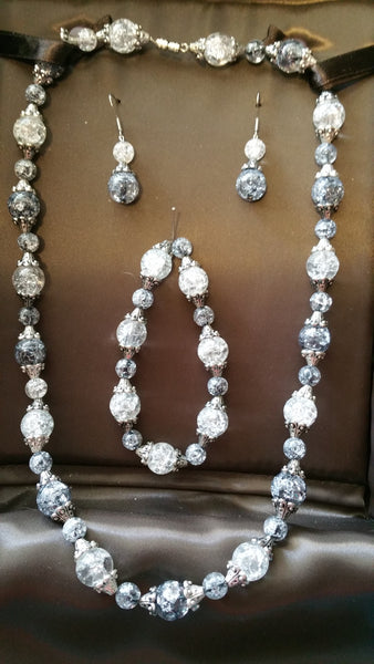 Smoke and white glass bead set