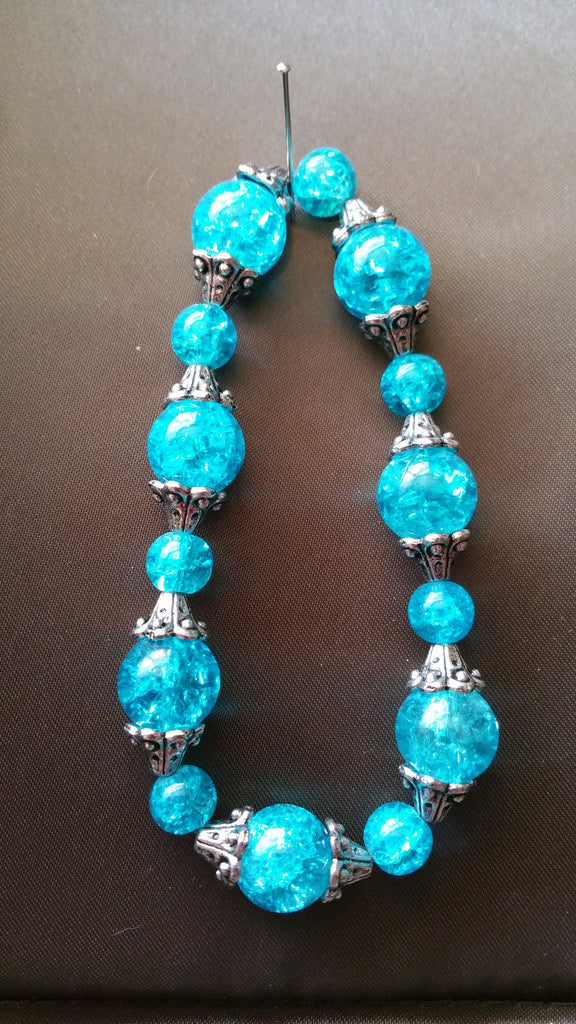 Teal and Silver Stretch Bracelet